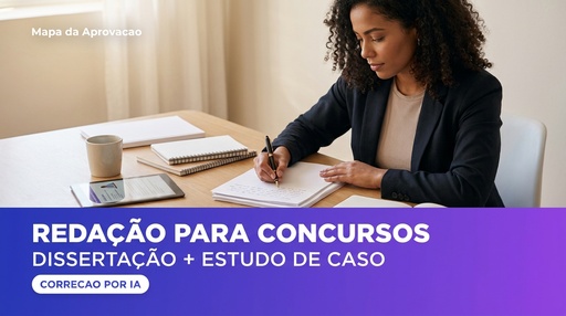 Capa do curso Redação para Concursos — Dissertação + Estudo de Caso + Minha Banca (IA)