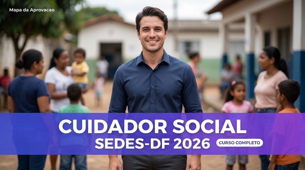 Cuidador Social SEDES-DF 2026 (Quadrix) — com Mentoria 24h e correção de redação